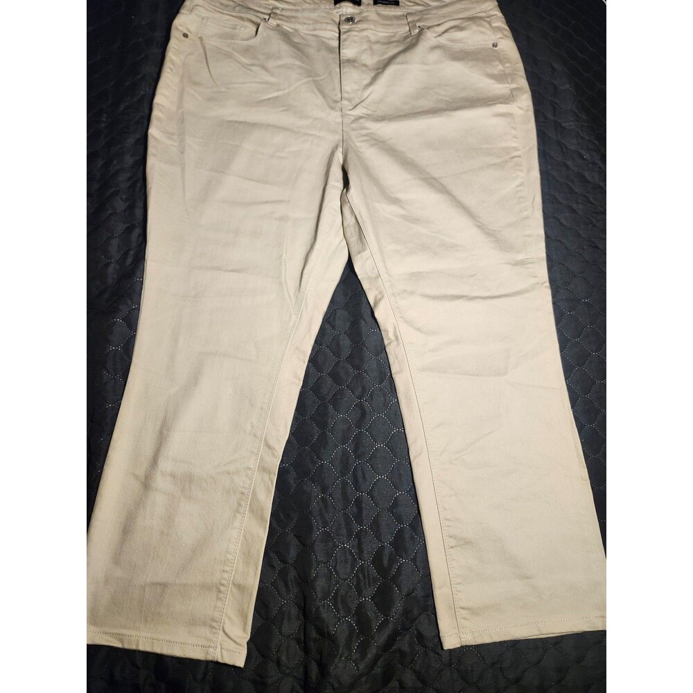 Susan Graver Straight Leg Cream Khaki Denim Jeans Size 22W #103
